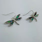 Silver Finish Dragonfly Earrings with Abalone Décor Wings