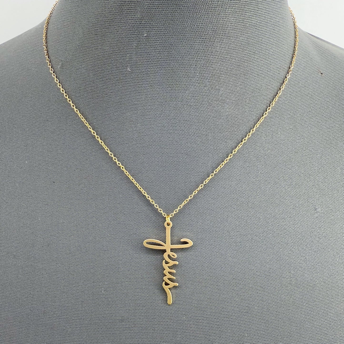 Chain Necklace With Word of Jesus Design Cross Pendant