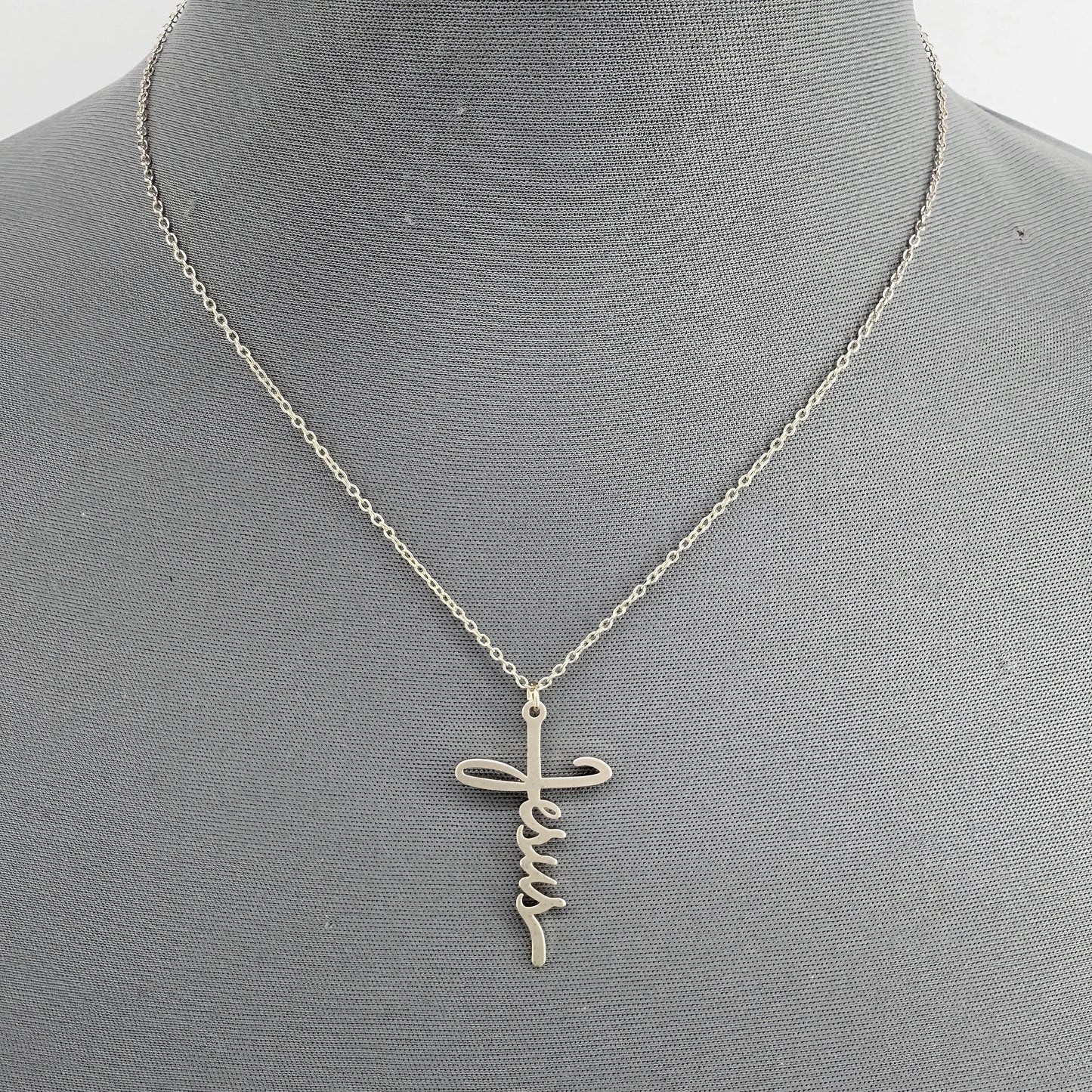 Chain Necklace With Word of Jesus Design Cross Pendant