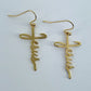 Fish Hook Earrings Jesus Word Cross Design Dangle