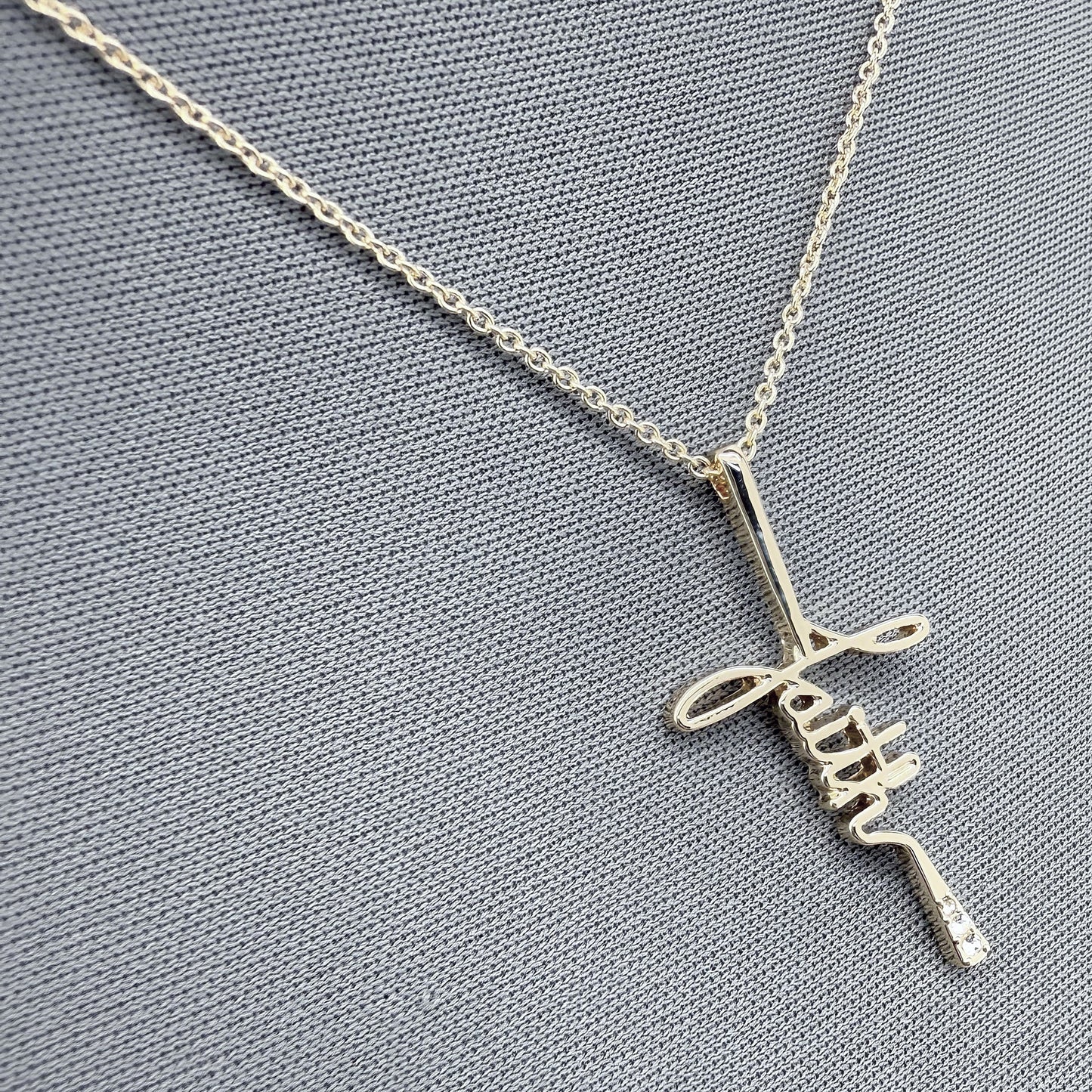 Chain Necklace With Word of Faith Design Cross Pendant