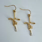 Fish Hook Earrings With Word of Faith Cross Design