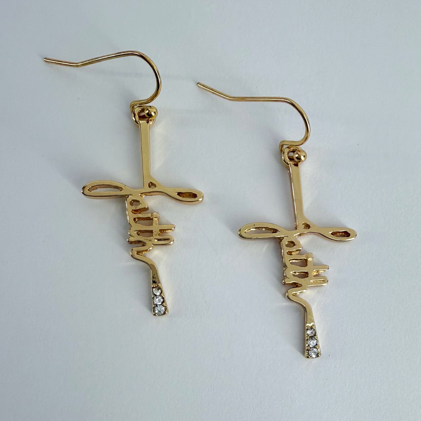 Fish Hook Earrings With Word of Faith Cross Design