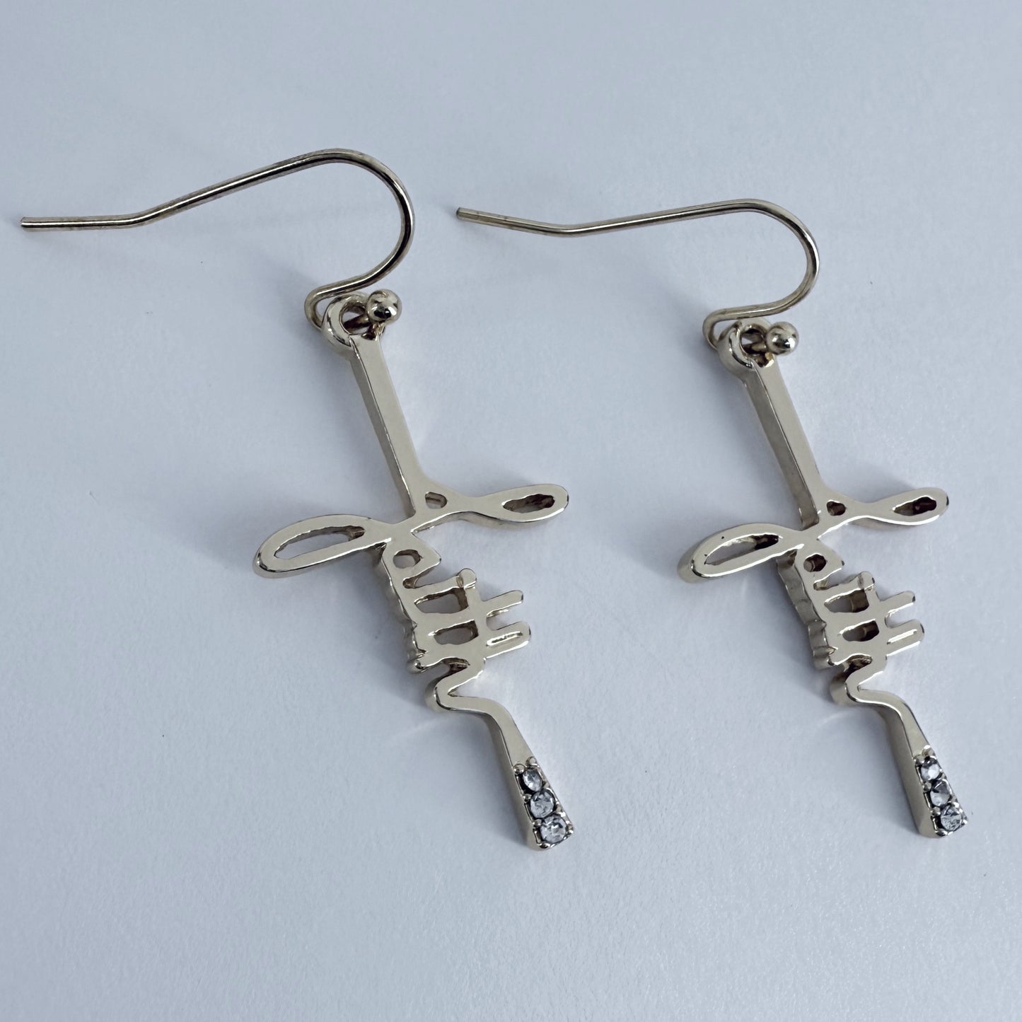 Fish Hook Earrings With Word of Faith Cross Design