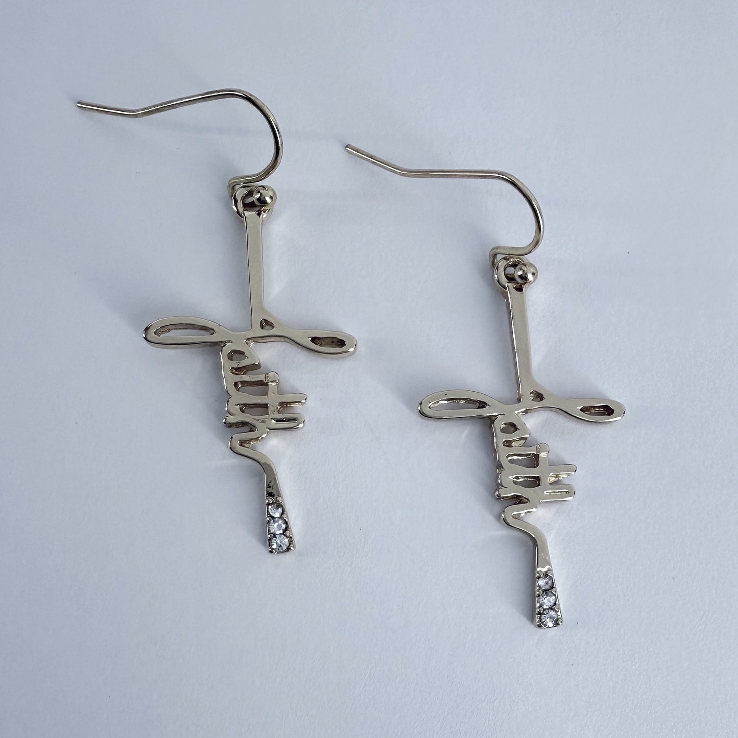Fish Hook Earrings With Word of Faith Cross Design