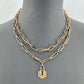 Double Paperclip Chain Necklaces and Lock Pendant