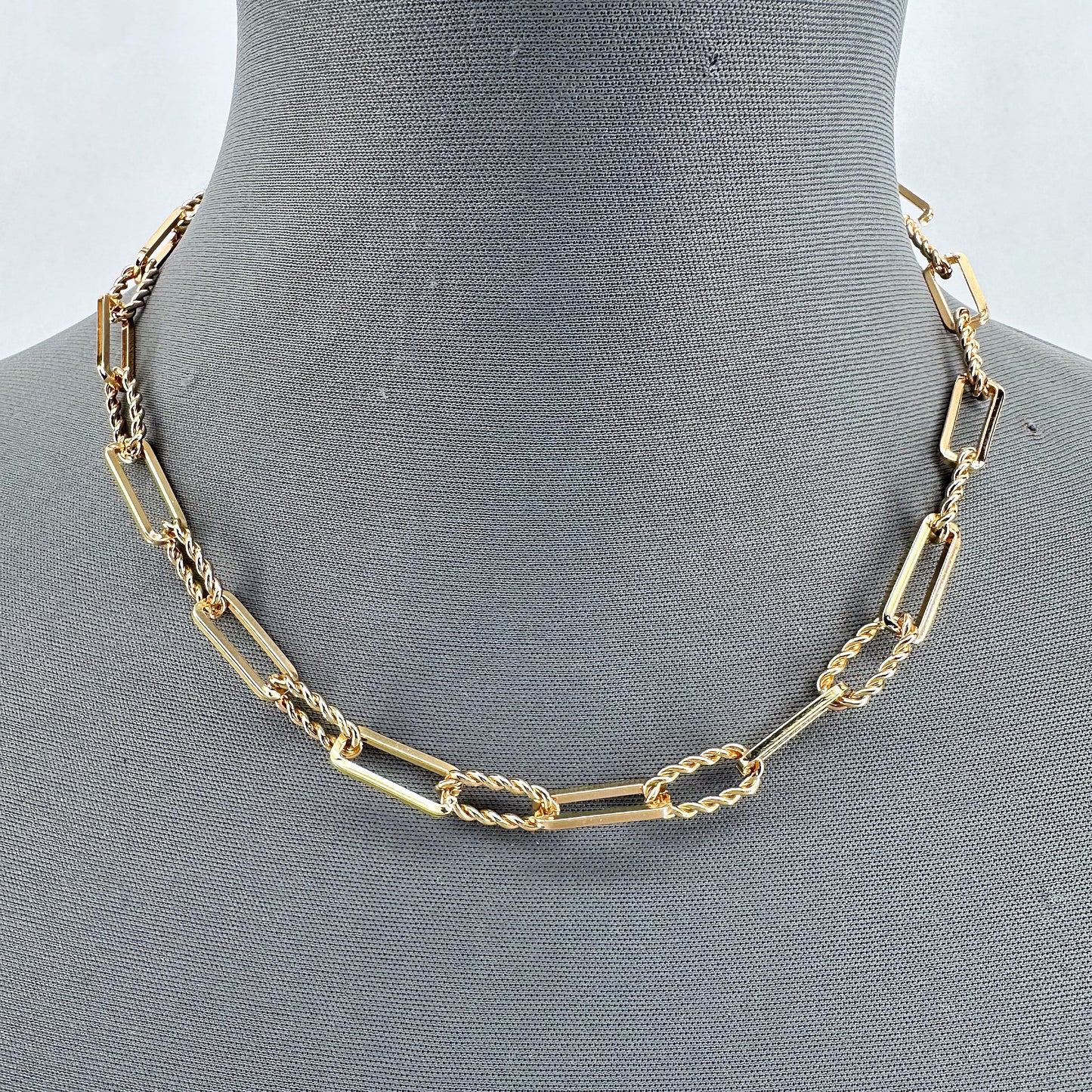 Double Paperclip Chain Necklaces and Lock Pendant