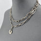 Double Paperclip Chain Necklaces and Lock Pendant