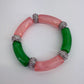 Two Tone Stretchy Bracelet with Clear Rhinestones Rings