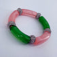 Two Tone Stretchy Bracelet with Clear Rhinestones Rings