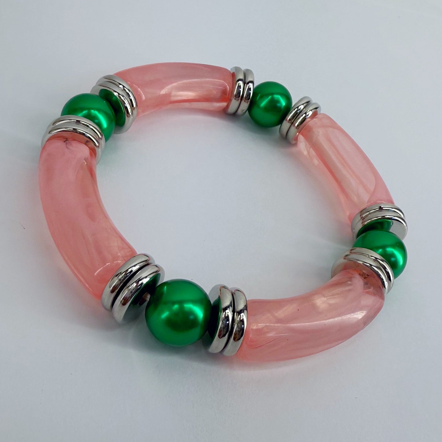 Two Tone Stretchy Bracelet with Pearls