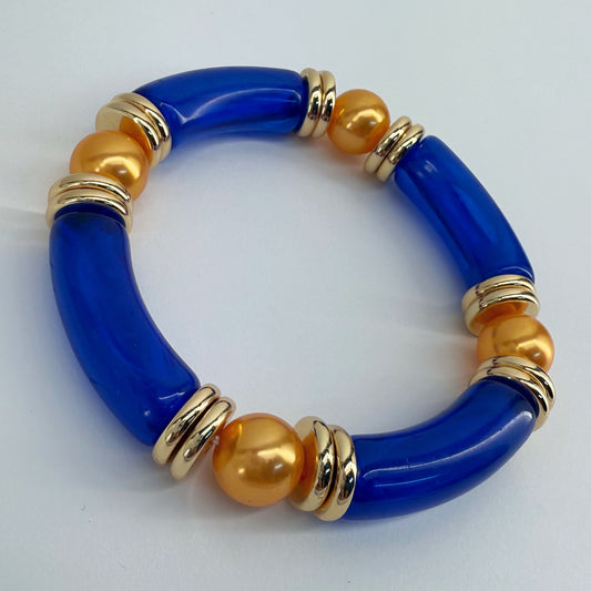 Two Tone Stretchy Bracelet with Pearls