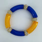 Two Tone Stretchy Bracelet with Clear Rhinestones Rings