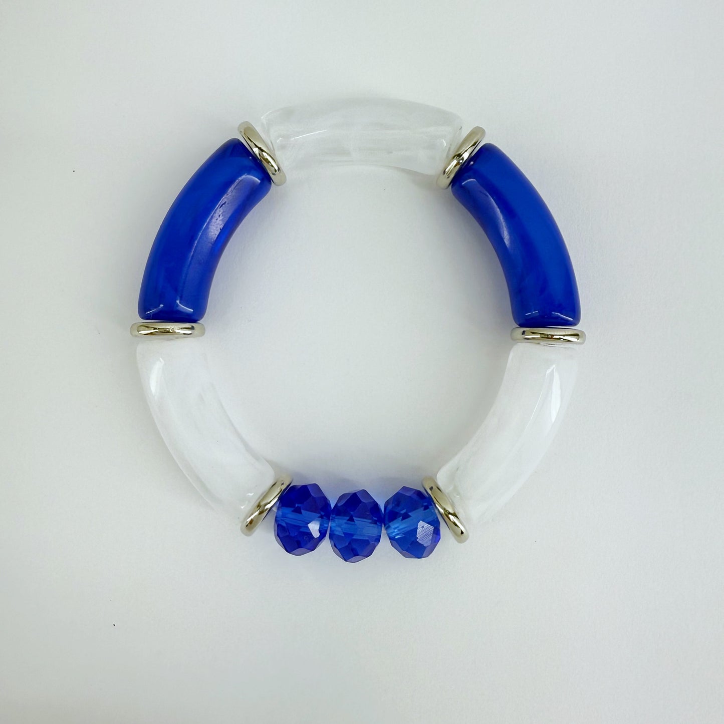 Two Tone Stretchy Bracelet With Beads