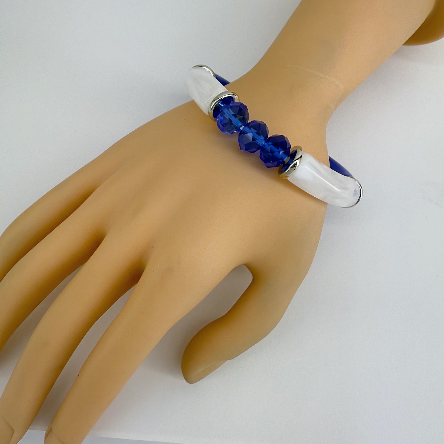Two Tone Stretchy Bracelet With Beads