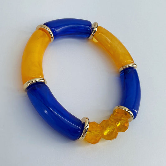 Two Tone Stretchy Bracelet With Beads