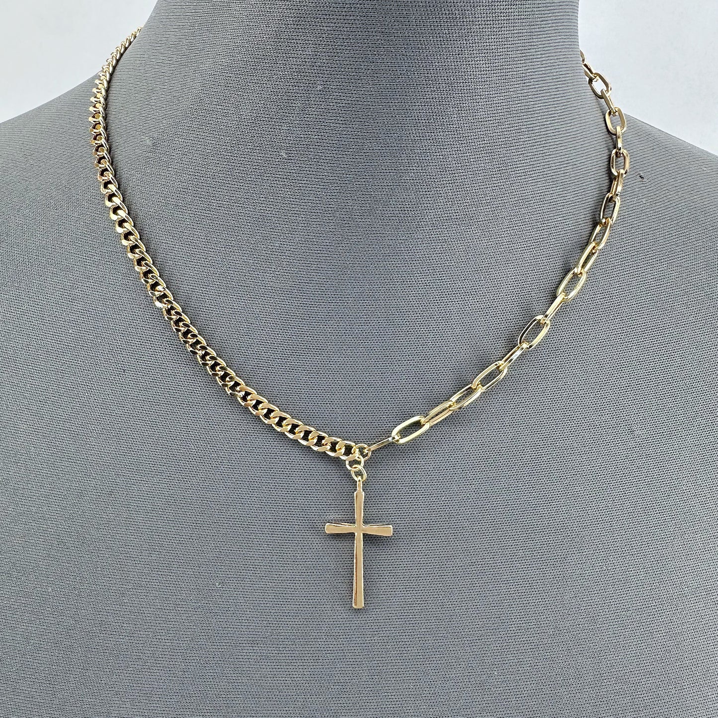 Triple Chain Necklaces With Cross Pendant