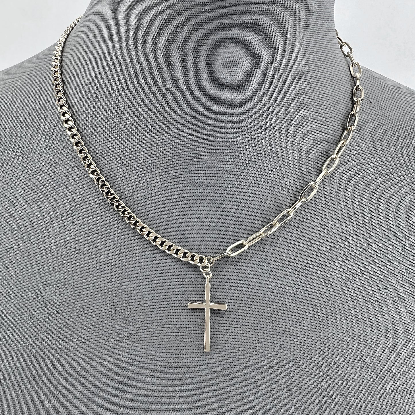 Triple Chain Necklaces With Cross Pendant