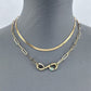 Double Gold Finish Necklace With Snake Rhinestone Pendant