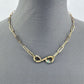 Double Gold Finish Necklace With Snake Rhinestone Pendant