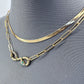Double Gold Finish Necklace With Snake Rhinestone Pendant