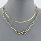 Double Gold Finish Necklace With Snake Rhinestone Pendant