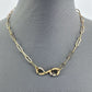 Double Gold Finish Necklace With Snake Rhinestone Pendant