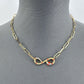 Double Gold Finish Necklace With Snake Rhinestone Pendant