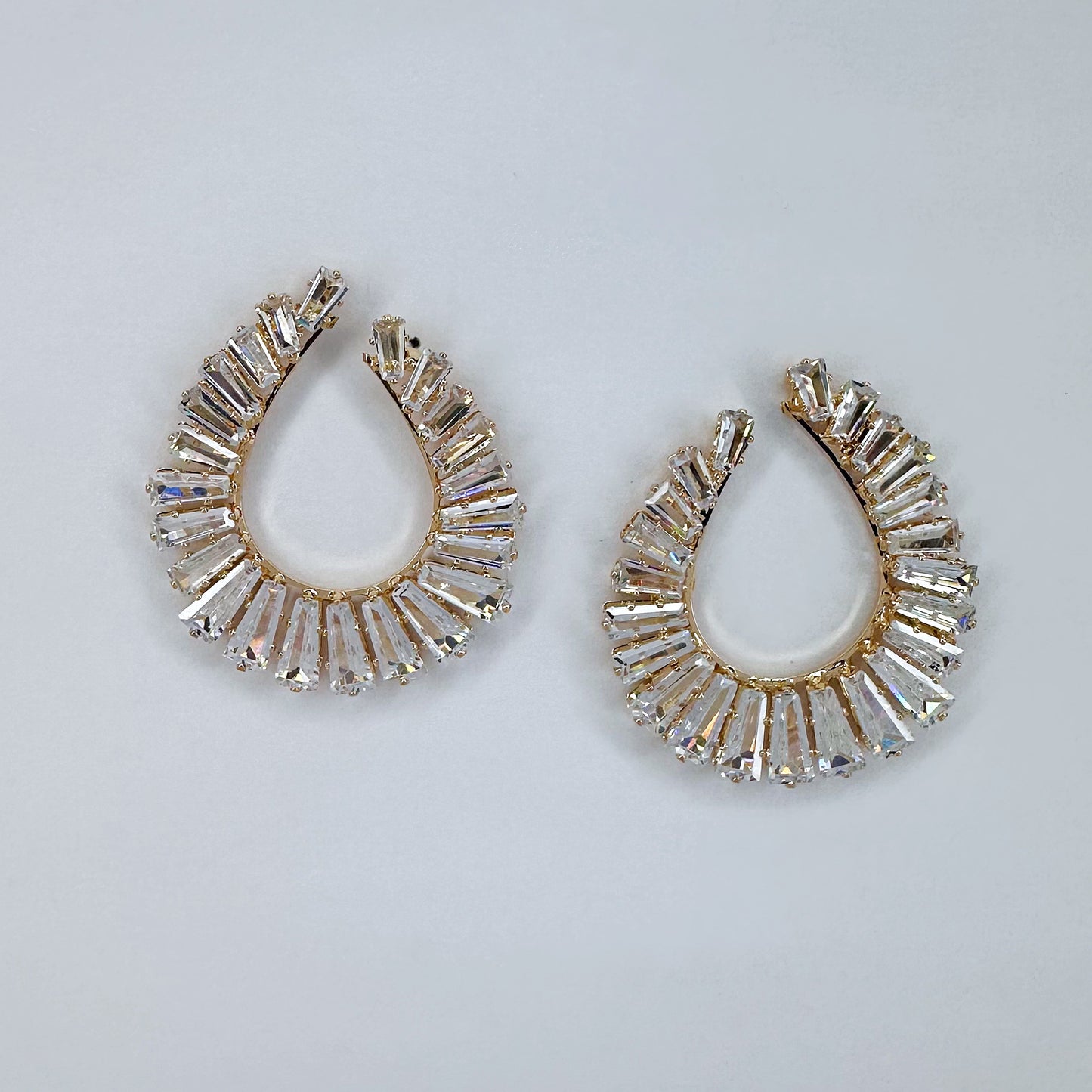 Post Back Teardrop Design With Rhinestones Earrings