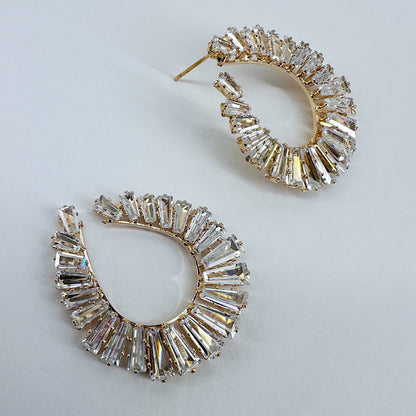 Post Back Teardrop Design With Rhinestones Earrings