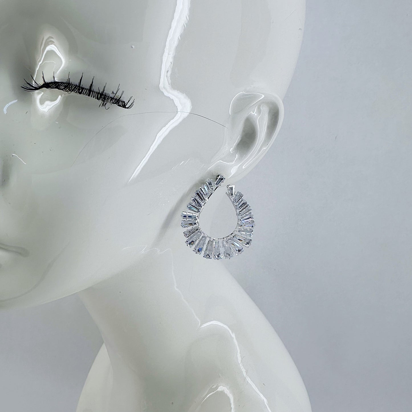 Post Back Teardrop Design With Rhinestones Earrings