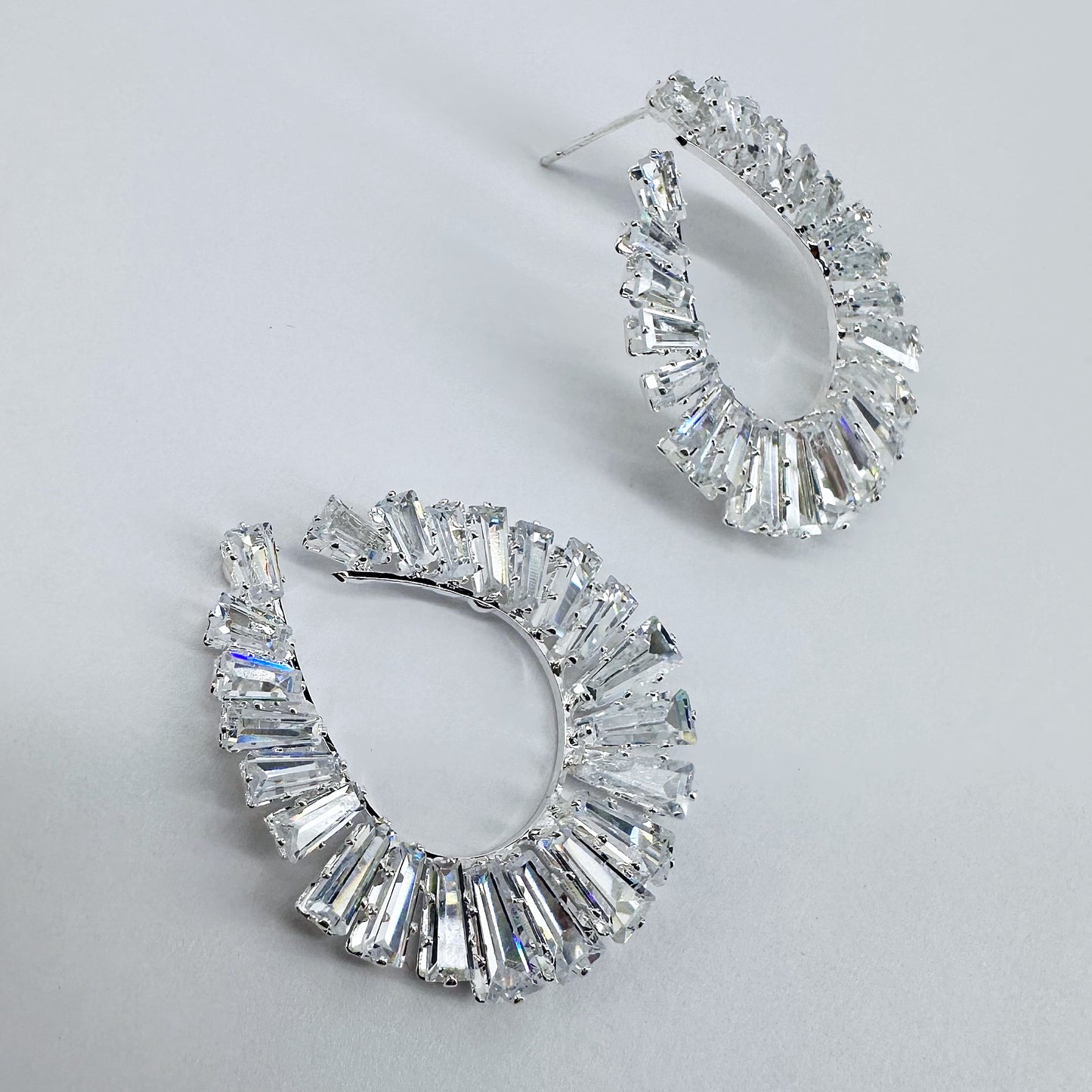 Post Back Teardrop Design With Rhinestones Earrings