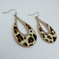 Fish Hook Earrings Teardrop Design with Rhinestones and Animal Print