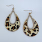Fish Hook Earrings Teardrop Design with Rhinestones and Animal Print