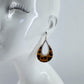Fish Hook Earrings Teardrop Design with Rhinestones and Animal Print