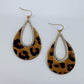 Fish Hook Earrings Teardrop Design with Rhinestones and Animal Print