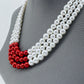 Red And White Pearl Necklace Set