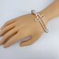 Stretchable Bracelet with Pearls and Beads Cross with Clear Rhinestones