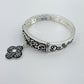 Stretchable Filigree Design Vintage Bracelet With Two Tone Clover Charm