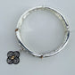 Stretchable Filigree Design Vintage Bracelet With Two Tone Clover Charm