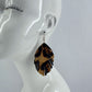 Fish Hook Gold Finish Earrings With Leaf-style Leatherette Leopard Print Dangle