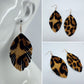 Fish Hook Gold Finish Earrings With Leaf-style Leatherette Leopard Print Dangle