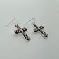 Two Tone gold and silver finish Filigree Vintage Cross Earrings