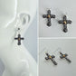 Two Tone gold and silver finish Filigree Vintage Cross Earrings