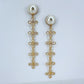 Pearl Post Earring Clover Long Dangle Design