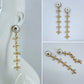 Pearl Post Earring Clover Long Dangle Design