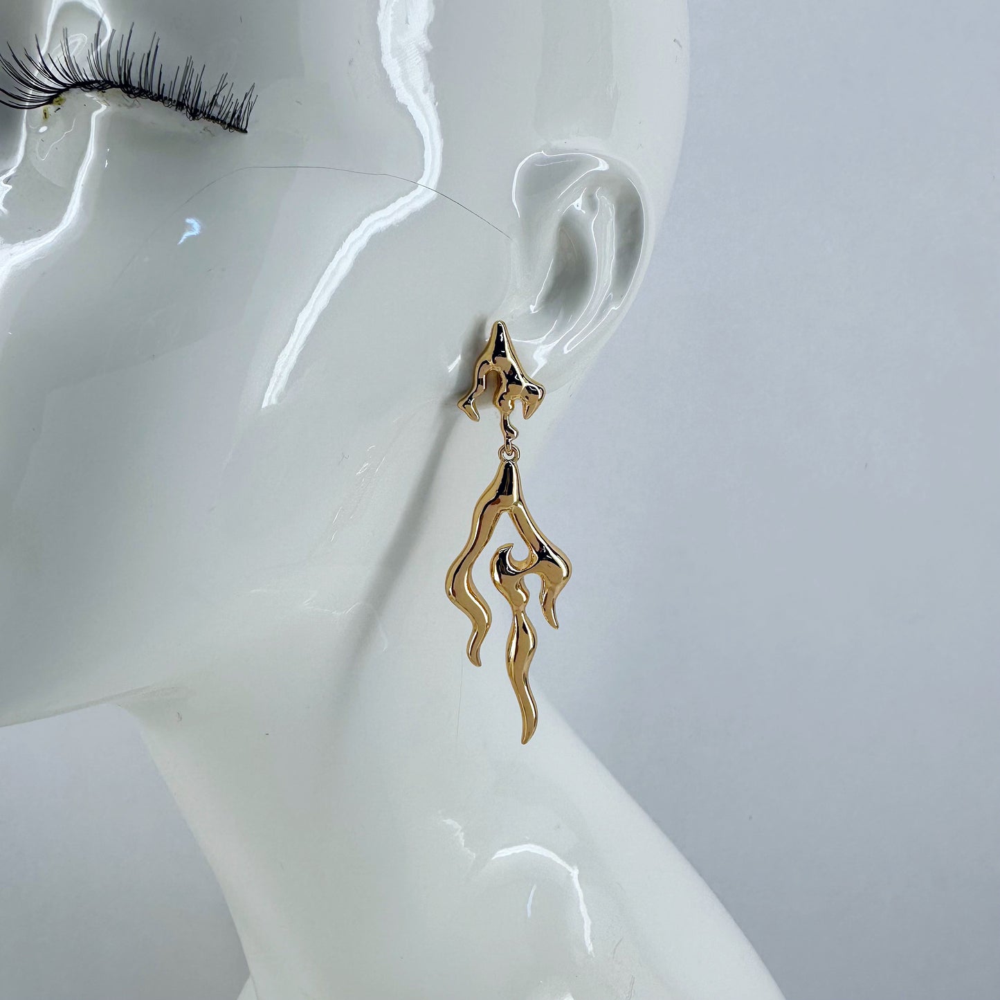 Dripping Design Drop Metal Post Earring