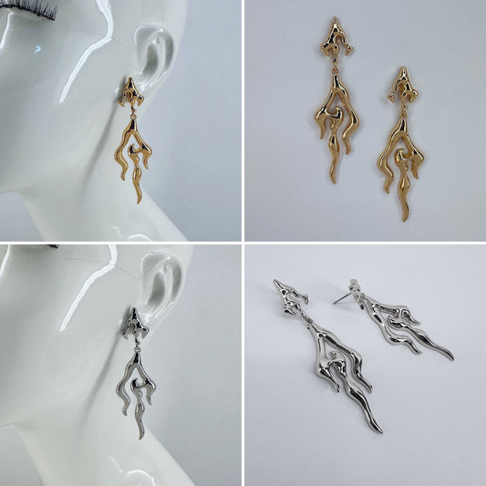 Dripping Design Drop Metal Post Earring
