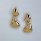 Gold Finish Metal Drop Post Back Earrings