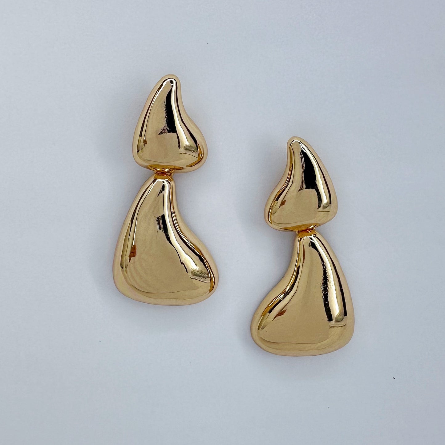 Gold Finish Metal Drop Post Back Earrings